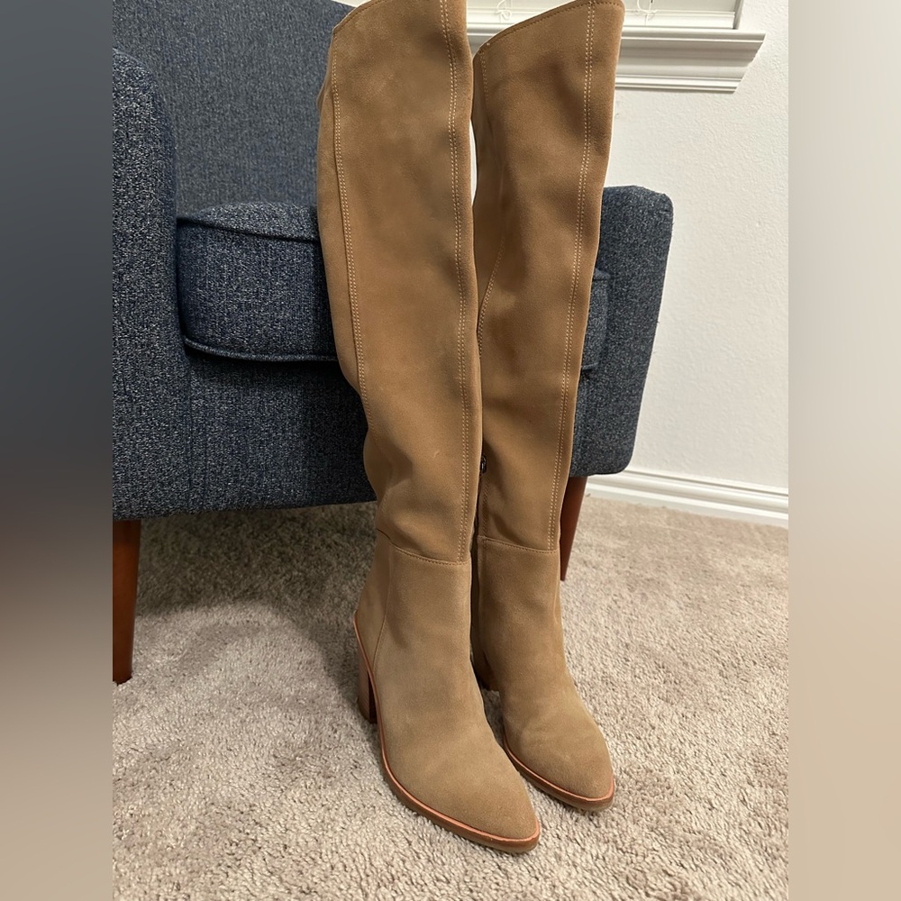 Women's suede camel Knee-High Boots